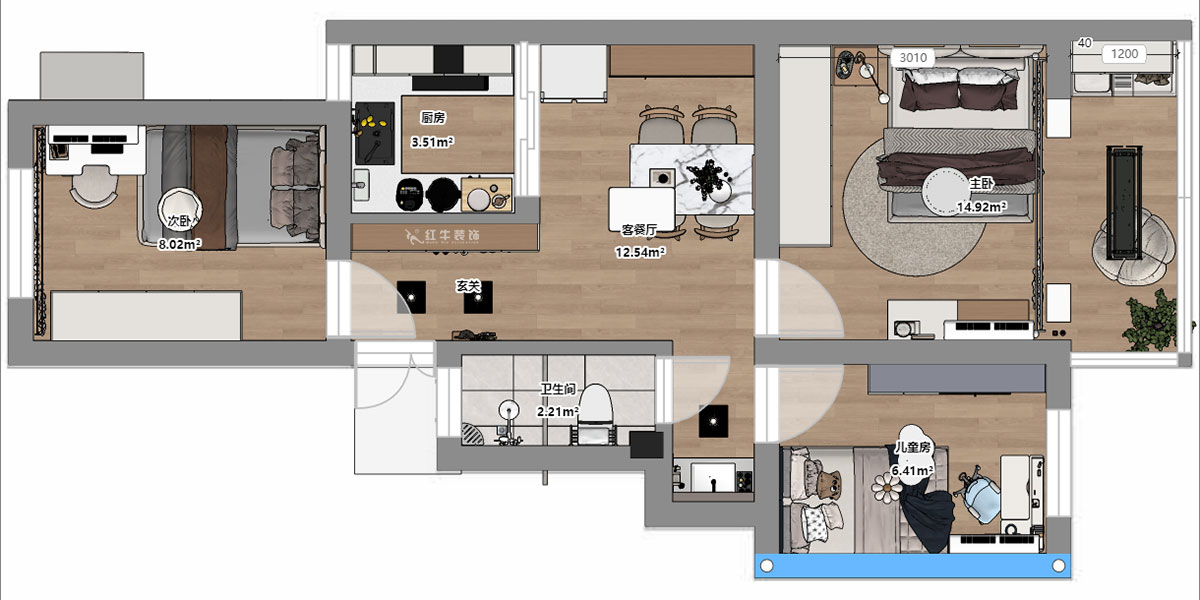 刘小勇｜新河二村154号6-401-62㎡-现代简约风格｜3室1厅1卫｜老房装修｜定制家｜全包8